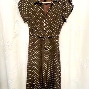 Robbie Bee Dress - brown white polka dot